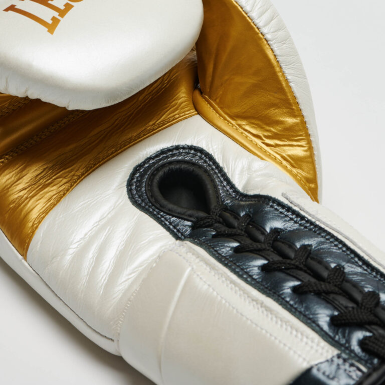 authentic 2 blancos cuerda guantes de boxeo leone authentic 2 blanco y dorado